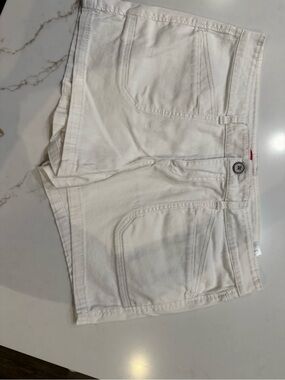 UNIONBAY White Denim Shorts with Red Logo Tag